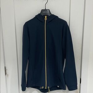 Orla Kiely navy zip up with pattern hood